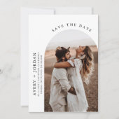 Modern Boho slaat de datum op | Foto-minimalistisc Kaart (Voorkant)