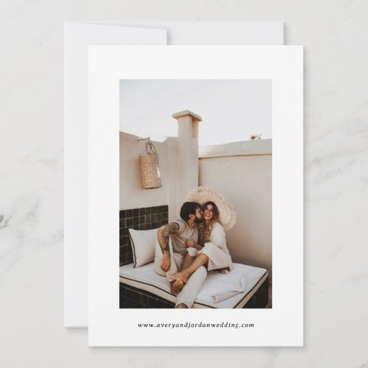 Modern Boho slaat de datum op | Foto-minimalistisc Kaart (Achterkant)