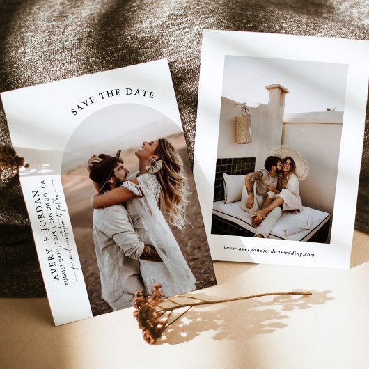 Modern Boho slaat de datum op | Foto-minimalistisc Kaart