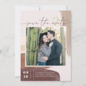 Modern Boho Spiced Terracotta | Vierkante foto Save The Date (Voorkant)