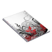 Modern Boho style Leaf Red Black Notebook Notitieboek (Rechterzijde)