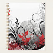 Modern Boho style Leaf Red Black  Planner (Voorkant)