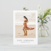 Modern Boho Style Simple Elegant Photo Baby shower Kaart (Staand voorkant)