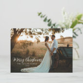 Modern Boho Stylish Green-kerstfeestfoto Feestdagenkaart (Staand voorkant)