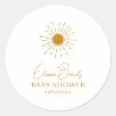 Modern Boho Sunshine Baby shower dank u Ronde Sticker (Voorkant)