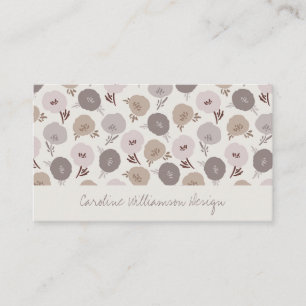 Modern Boho Taupe Blush Grey Botanical Flowers Visitekaartje