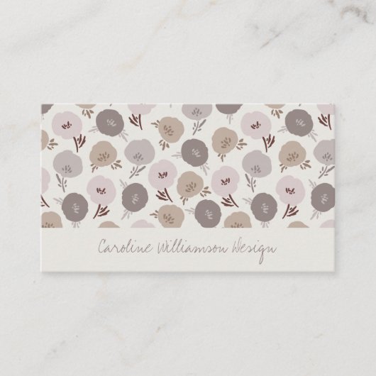 Modern Boho Taupe Blush Grey Botanical Flowers Visitekaartje (Voorkant)