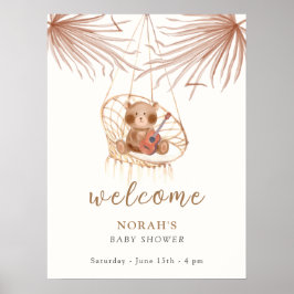 Modern Boho Teddy Bear Baby shower Welkom Poster