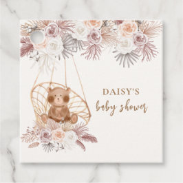 Modern Boho Teddy Bear Pampas Baby shower Bedankjes Labels