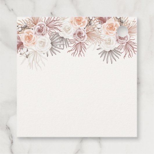 Modern Boho Teddy Bear Pampas Baby shower Bedankjes Labels (Achterkant)