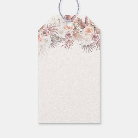 Modern Boho Teddy Bear Pampas Baby shower Cadeaulabel (Achterkant)