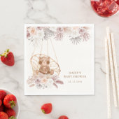 Modern Boho Teddy Bear Pampas Baby shower Servet (Insitu)