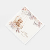 Modern Boho Teddy Bear Pampas Baby shower Servet (Hoek)