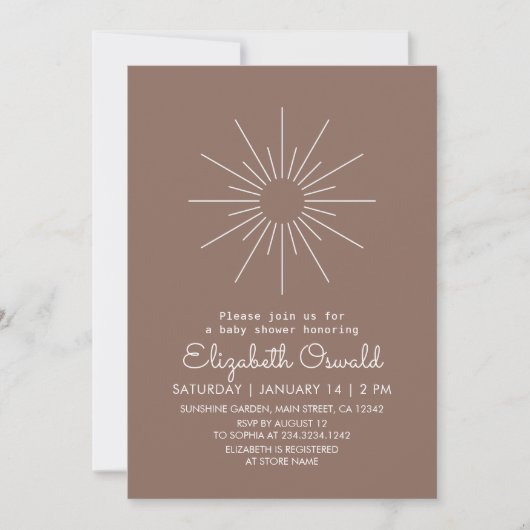 Modern Boho Terra Cotta Sunshine Baby shower Kaart (Voorkant)