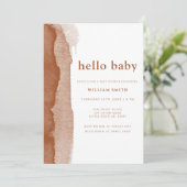 Modern Boho Terracotta Abstract Boy Baby shower Kaart (Staand voorkant)