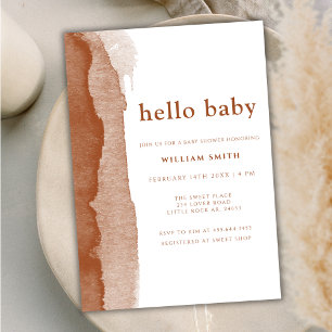 Modern Boho Terracotta Abstract Boy Baby shower Kaart