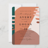 Modern Boho Terracotta Abstracte Shapes Wedding Kaart (Voorkant)