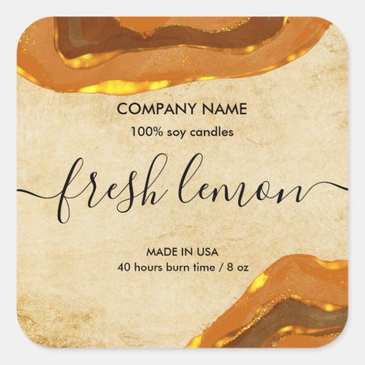 Modern Boho Terracotta Agate Burnt Sinaasappel Vierkante Sticker (Voorkant)