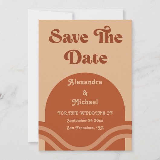 Modern Boho Terracotta Arch Wedding Save The Date (Voorkant)