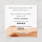 modern boho terracotta bedankt voor je bestelling vierkante visitekaartje (Achterkant)