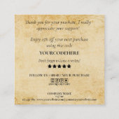 modern boho terracotta bedankt voor je bestelling vierkante visitekaartje (Achterkant)