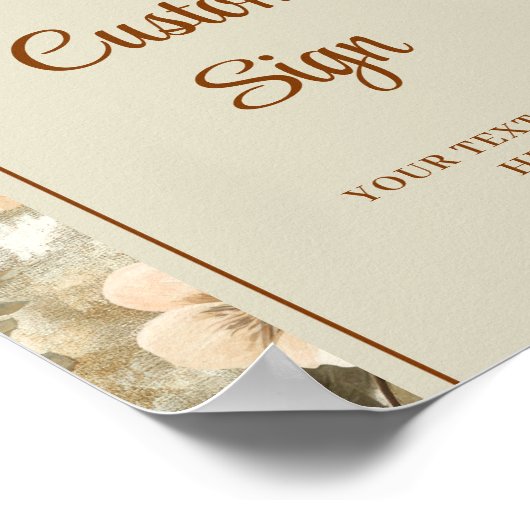 Modern Boho Terracotta Beige Olive Floral Custom  Poster (Hoek)