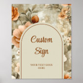 Modern Boho Terracotta Beige Olive Floral Custom Poster (Voorkant)
