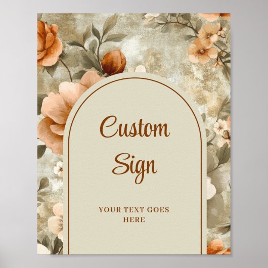 Modern Boho Terracotta Beige Olive Floral Custom  Poster (Voorkant)