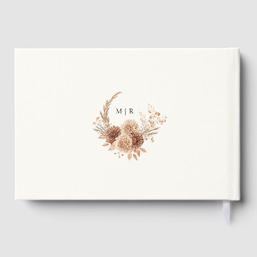 Modern Boho Terracotta Bloemen bruiloft gastenboek (Achterkant)