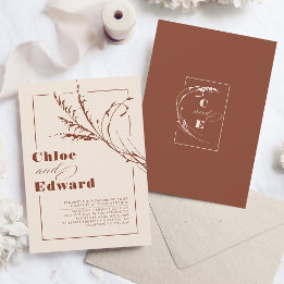Modern Boho Terracotta Burnt Oranje Wedding Kaart