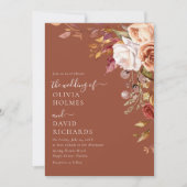 Modern Boho Terracotta Burnt Sinaasappel Bloemen B Kaart (Voorkant)