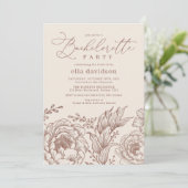 Modern Boho Terracotta Floral Bachelorette Party Kaart (Staand voorkant)