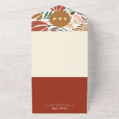 Modern Boho Terracotta Floral Retro Wedding All In One Uitnodiging (Buitenkant)