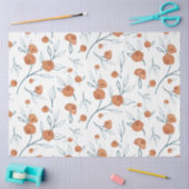 Modern BOHO Terracotta Floral Waterverf Blue Leaf Tissuepapier (Craft)