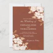 Modern Boho Terracotta Floral Wedding Invitation Kaart (Voorkant)