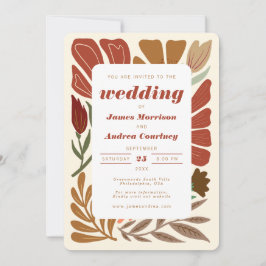 Modern Boho Terracotta Herfst Floral Wedding Kaart