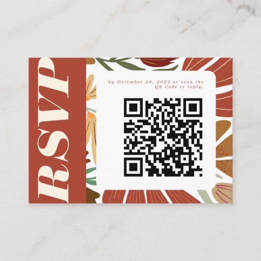 Modern Boho Terracotta Herfst Floral Wedding RSVP Informatiekaartje (Voorkant)