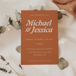 Modern Boho Terracotta Minimalist Wedding Kaart