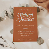 Modern Boho Terracotta Minimalist Wedding Kaart