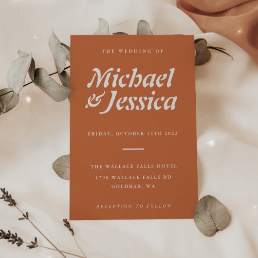 Modern Boho Terracotta Minimalist Wedding Kaart