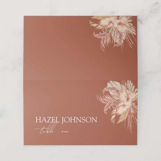 Modern Boho Terracotta Rustic Wedding Plaatskaartje (Buitenkant ongevouwen)