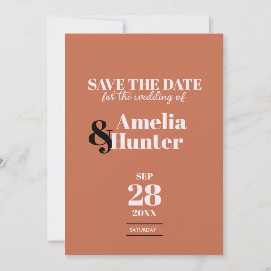 Modern Boho Terracotta Save the Date Aankondiging (Achterkant)