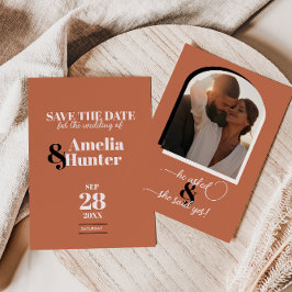 Modern Boho Terracotta Save the Date Aankondiging