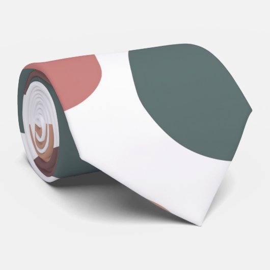 Modern Boho Terracotta & Teal Polka Dot Stropdas (Opgerold)