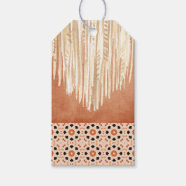 Modern Boho Terracotta Tegel Macrame Cadeaulabel