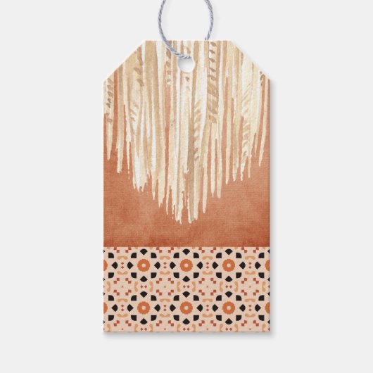 Modern Boho Terracotta Tegel Macrame Cadeaulabel (Voorkant)