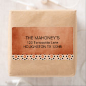 Modern Boho Terracotta Tegel Southwestern Adres Etiket (Insitu)