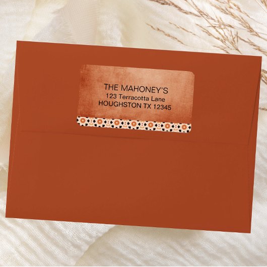 Modern Boho Terracotta Tegel Southwestern Adres Etiket