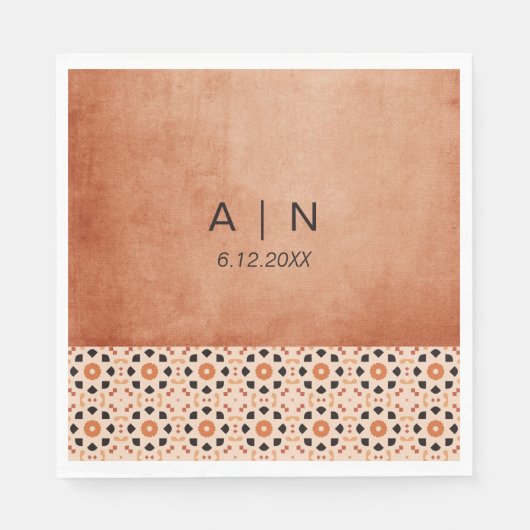 Modern Boho Terracotta Tegel Wedding Servet (Voorkant)