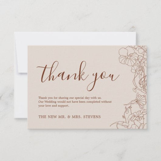 Modern Boho Terracotta Wedding Bedankt (Voorkant)